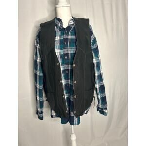 Barney’s Leather Black Leather Vest Lace Sides Biker 2XL motorcycle club style